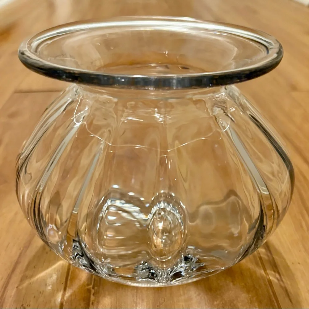 Ribbed Glass Vase, Swedish Anemone Style, 7 in tall, 2 Available